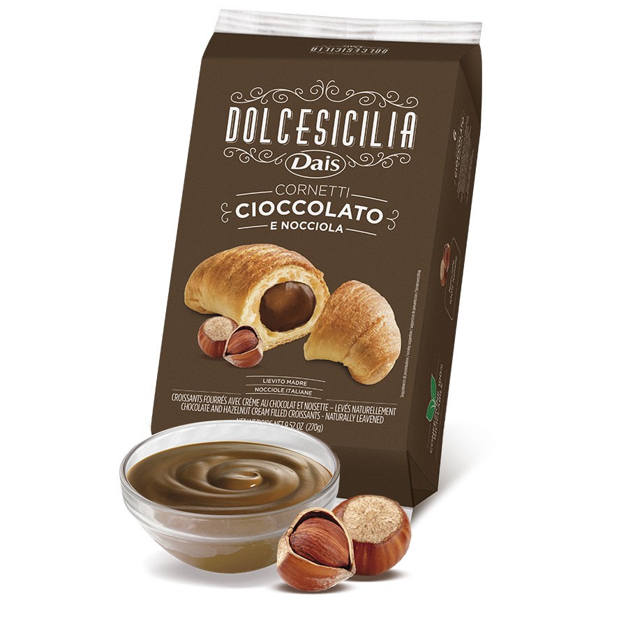 Croissants Cornetti mit Schokolade und Haselnusscreme 6Stk.270g / Dais