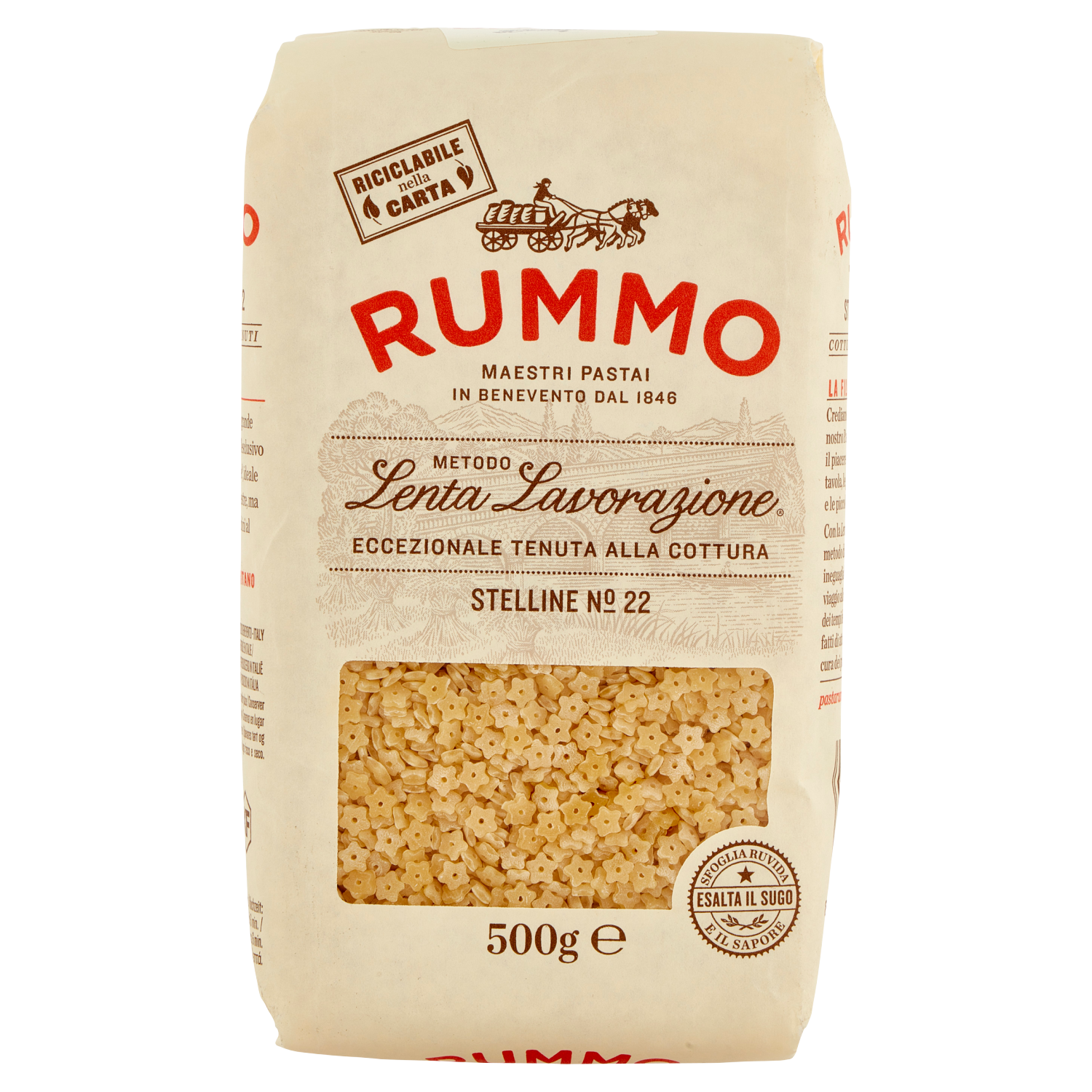 Pasta, Pastaform, Körner, Produktverpackung, 500g