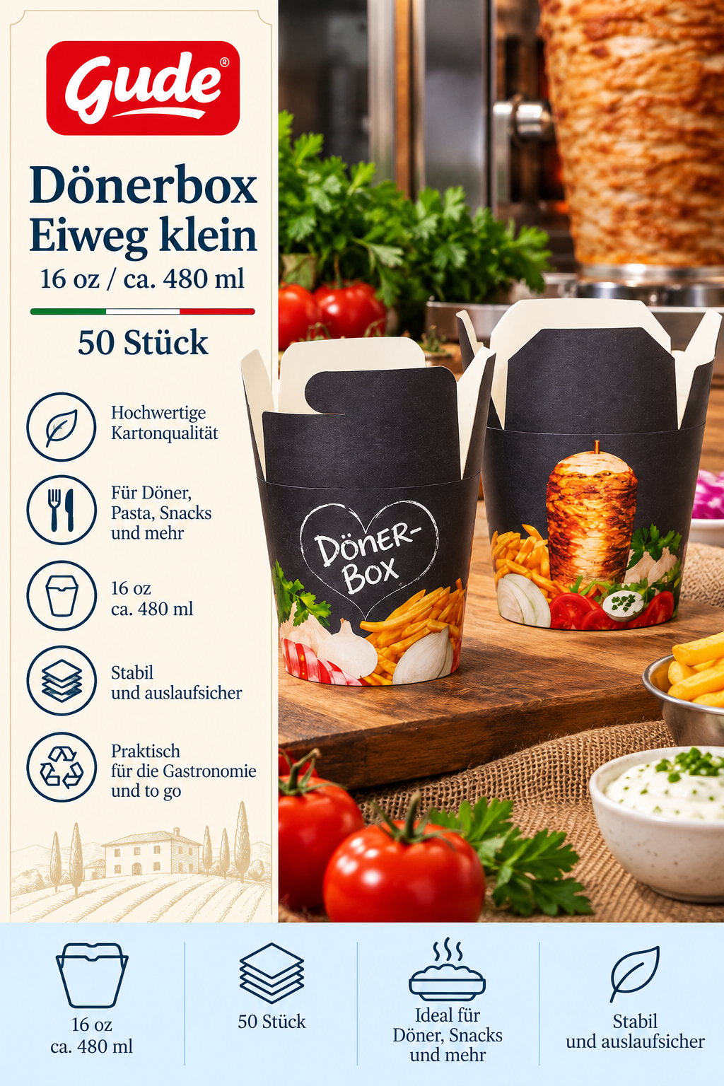 Dönerbox, Döner, Papierbox, Kartonschale, Snack-Box