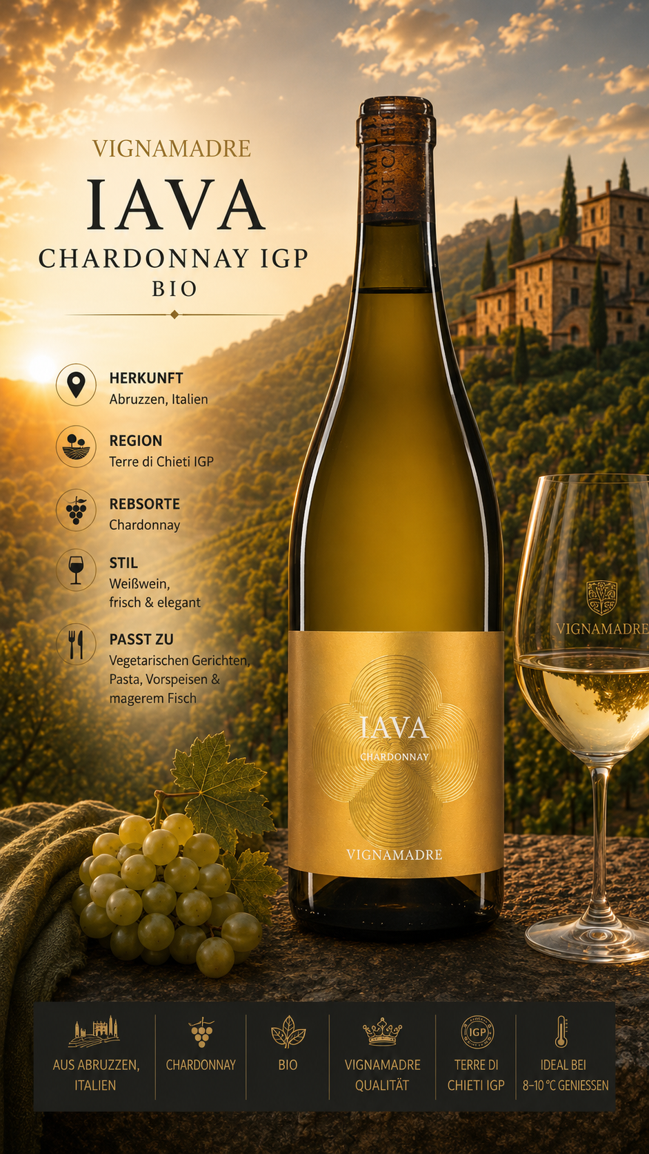 Weißwein, Chardonnay, IGP, BIO, Flasche