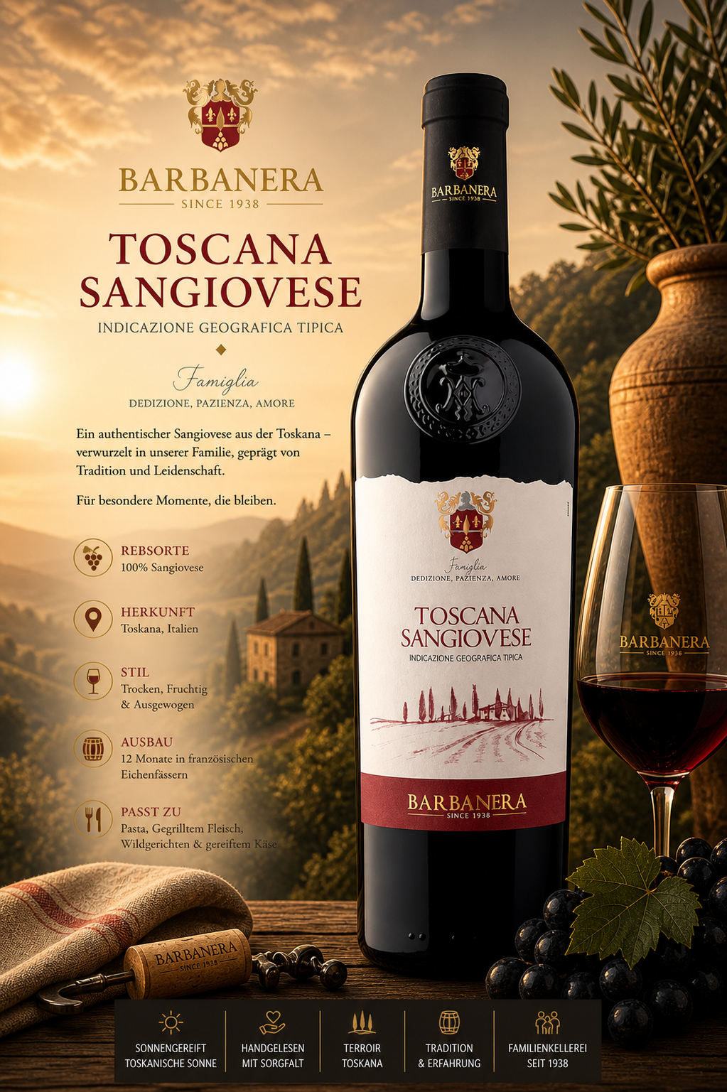 Wein, Rotwein, Toscana, Sangiovese, Flasche
