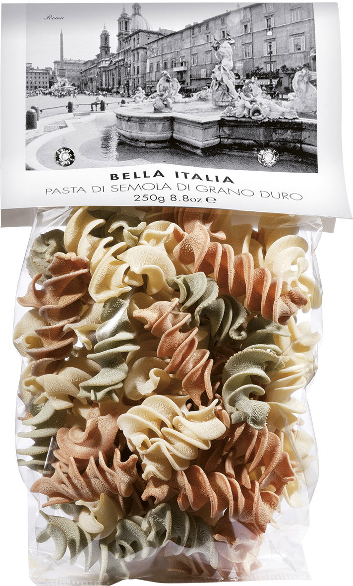 Pasta, Farbige Nudeln, Trockenware, Spiralförmige Nudeln, Italienische Pasta