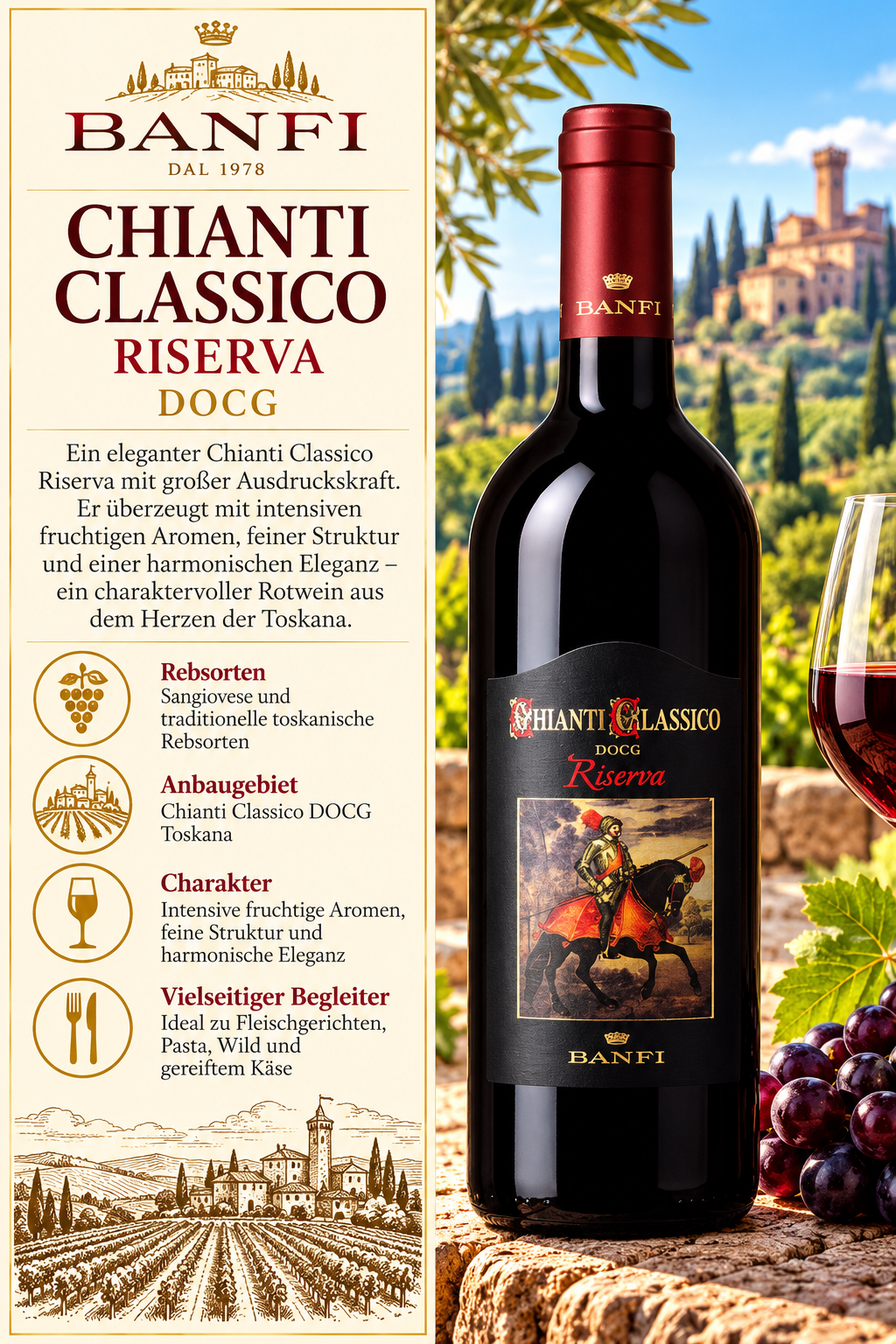 Chianti Classico, Riserva, DOCG, Wein, Flasche