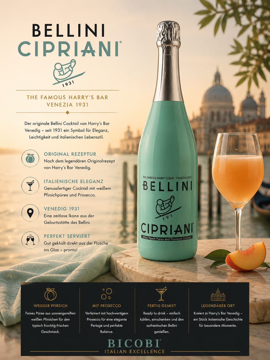 Sekt, Cocktail, Flasche, Pfirsich, Prosecco