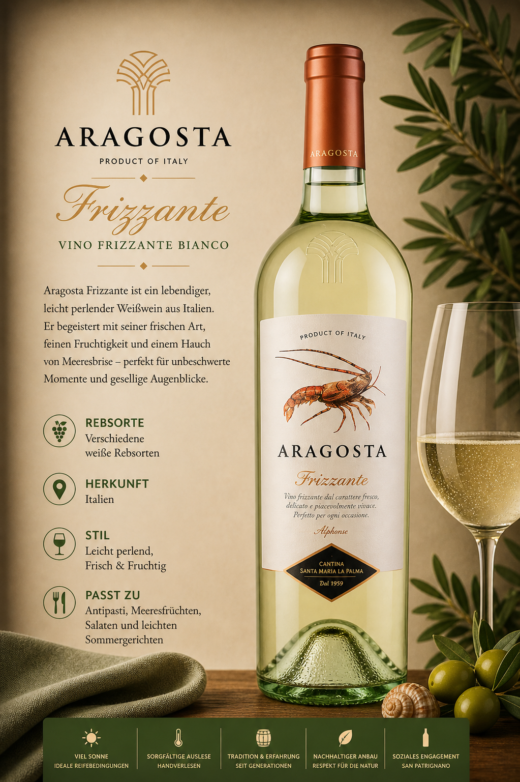 Weißwein, Frizzante, Bianco, Italien, Flasche
