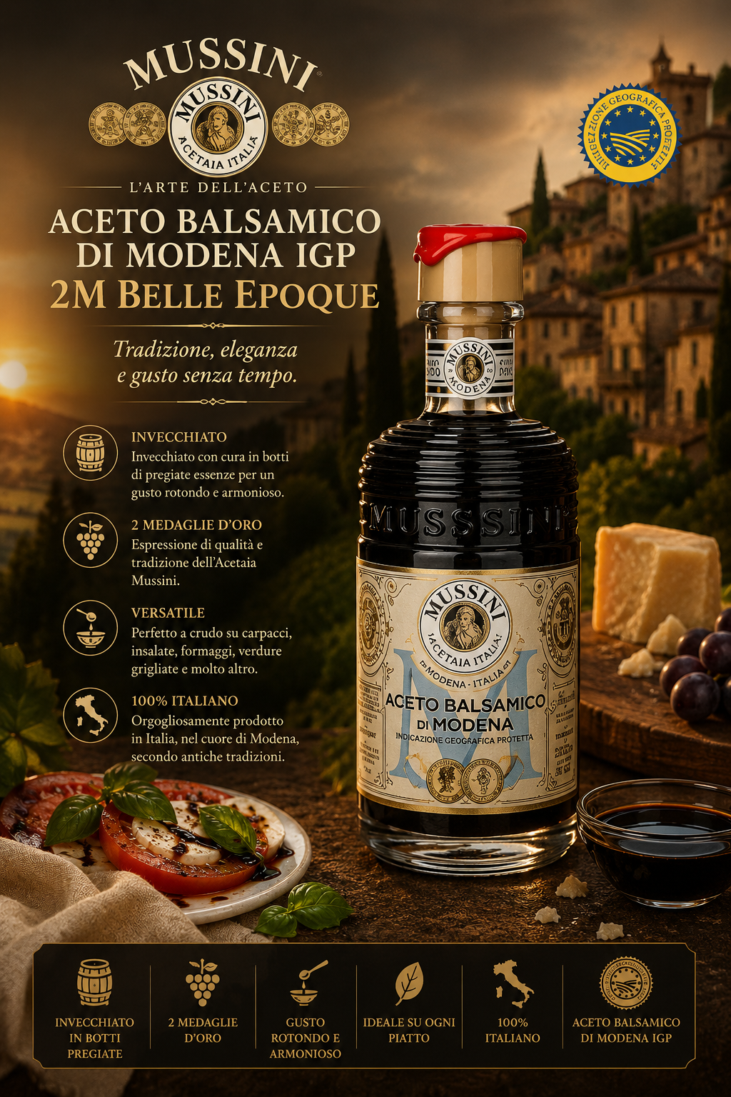 aceto balsamico, modena, bottiglia scura, etichetta, ingrediente tradizionale