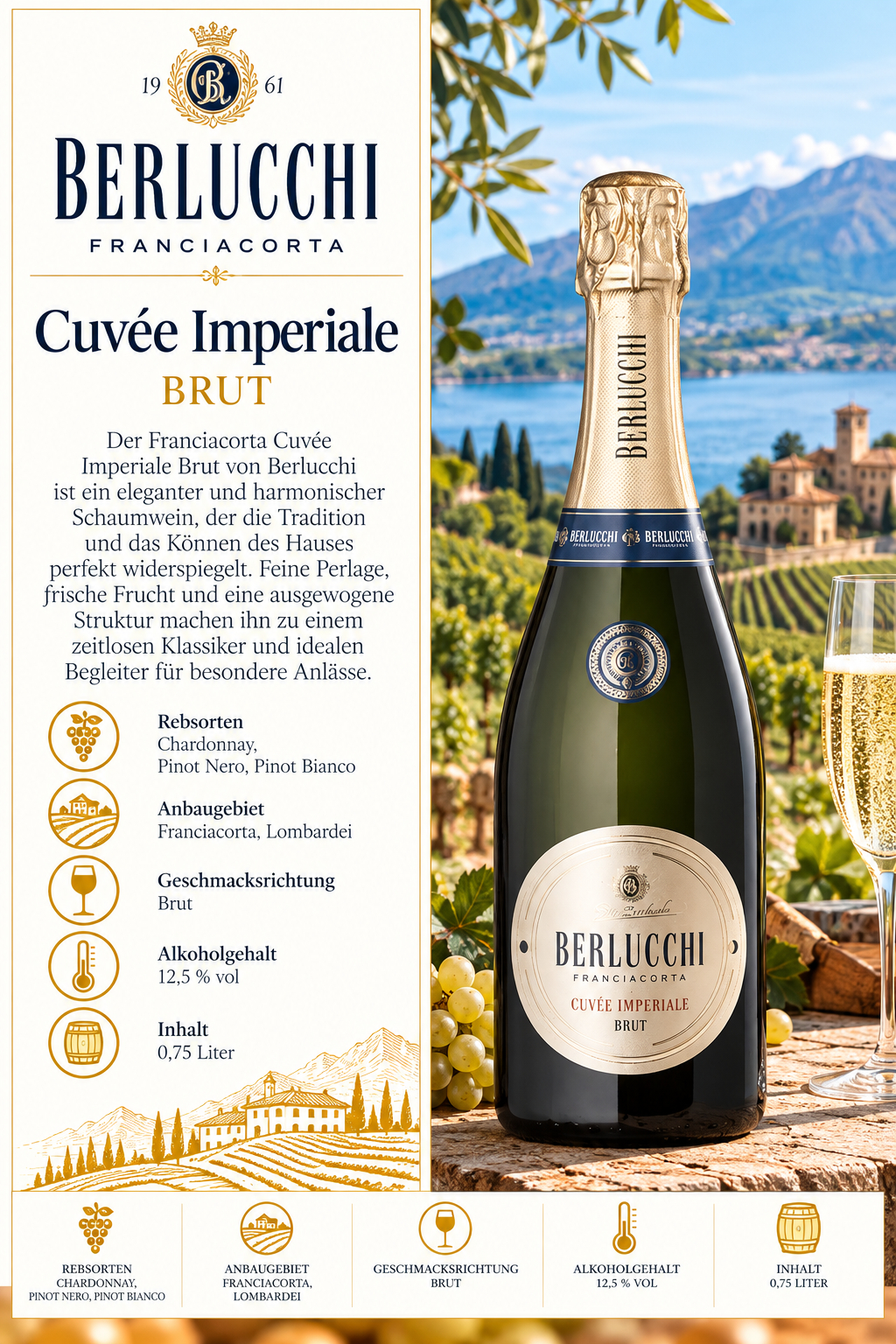 Sekt, Champagner, Brut, Flasche, Berlucci