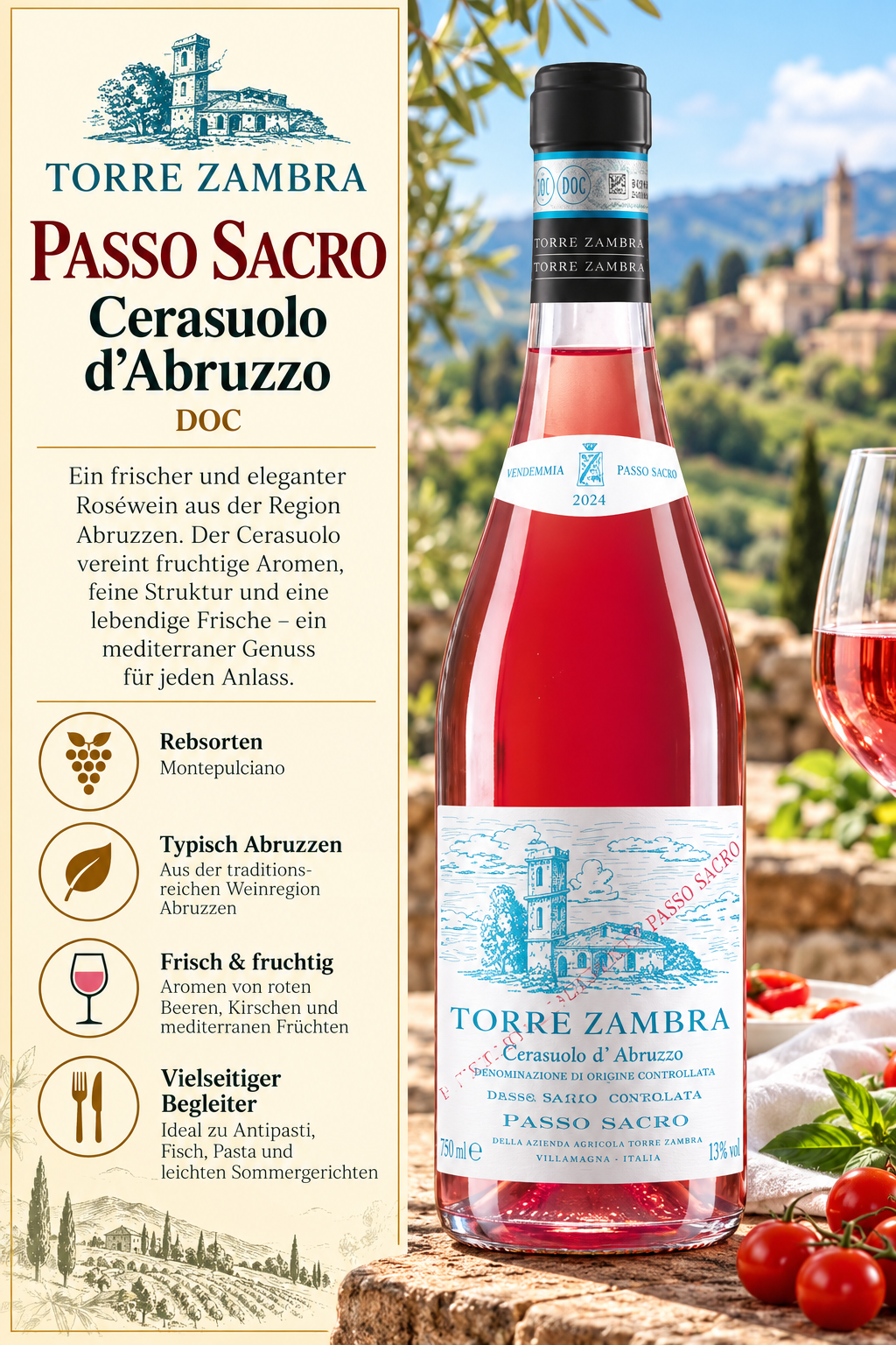 Roséwein, Flasche, Weinflasche, Abbruzzen, Torrezambra