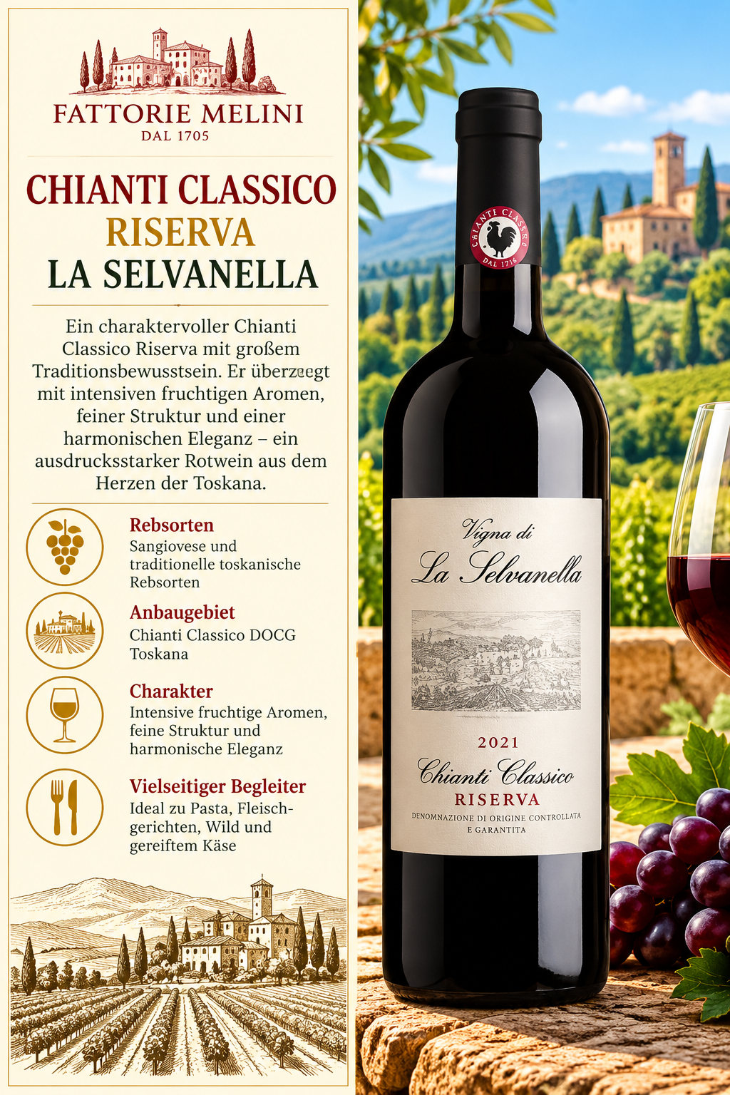 Chianti, Rotwein, Reserva, La Selvanella, Flasche