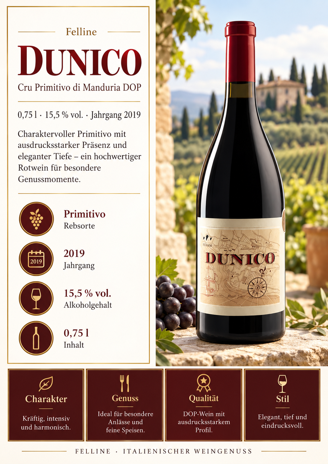 Wein, Rotwein, 2019, 0,75l, Alkoholgehalt 15,5%