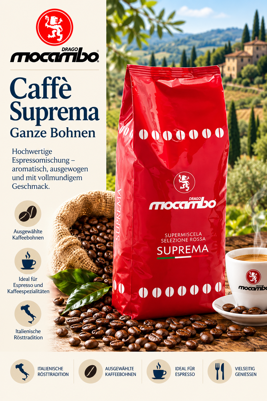 Kaffee, Kaffee Bohnen, Espresso, Kaffee packung, Mocambo