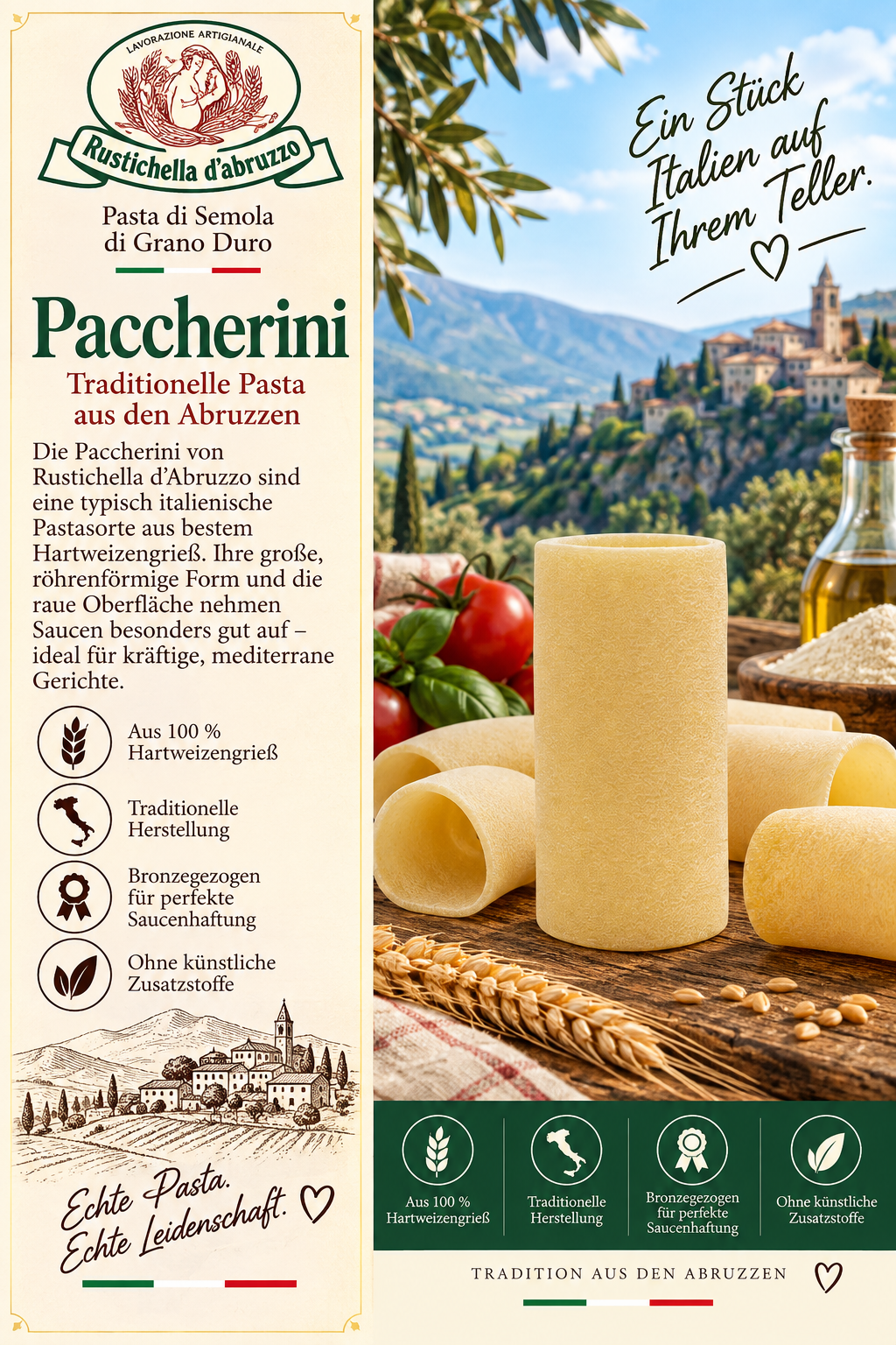 Pasta, Paccherini, Hartweizengrieß, Nudeln, Italienische Pasta