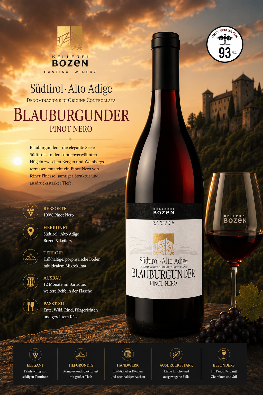 Wein, Pinot Noir, Blauburgunder, Rotwein, Flasche