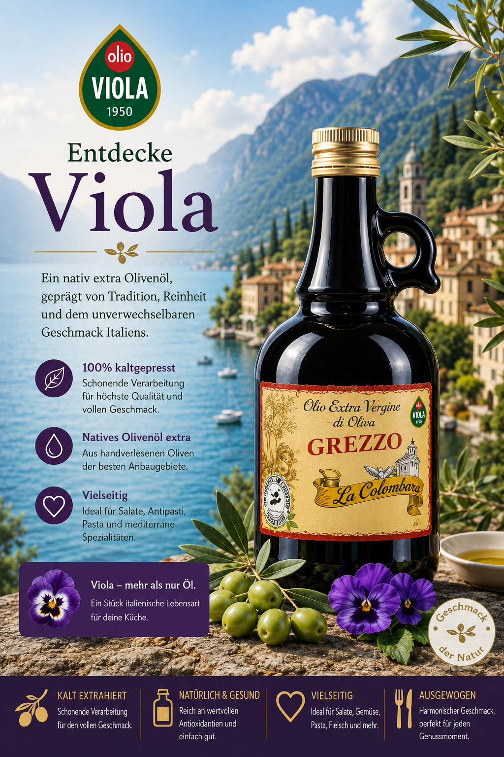 Olivenöl, Grezzo, 500 ml, Extra Vergine, Italien