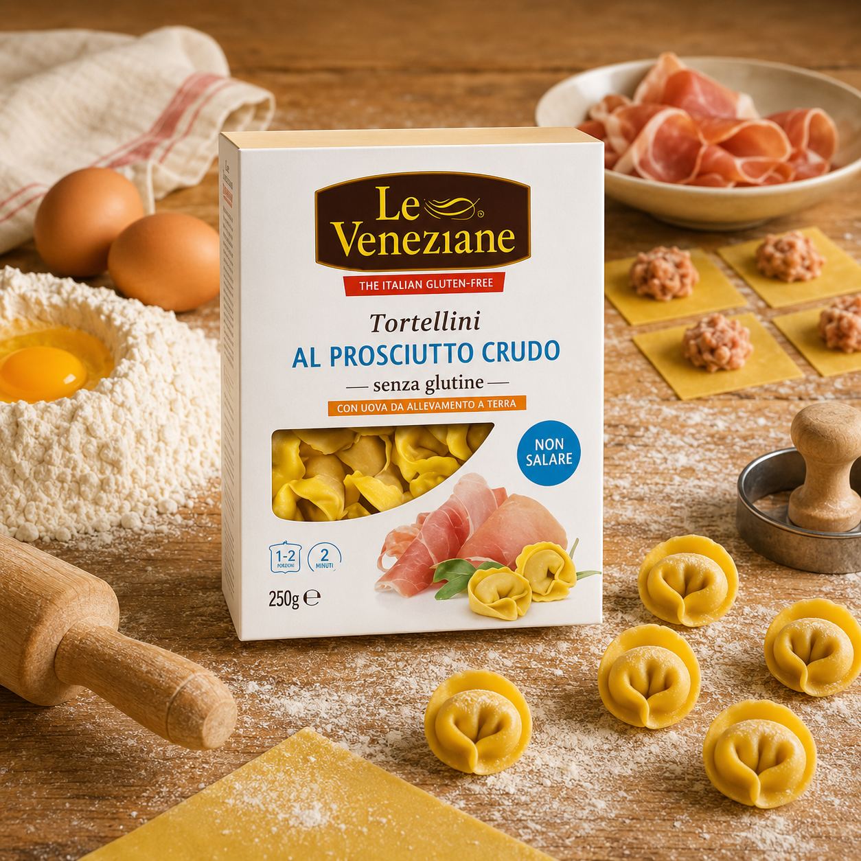 Pasta, Tortellini, Glutenfrei, Al Prosciutto Crudo, 250g, Tortellini, Al Prosciutto Crudo, glutenfrei, 250g, Non Salare