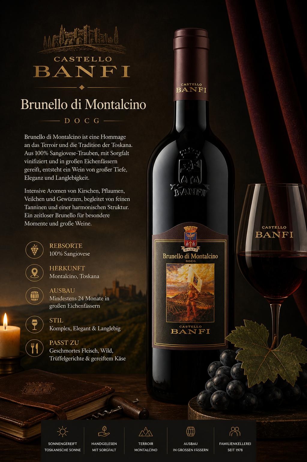 Wein, Rotwein, Brunello, Flasche, Etikett