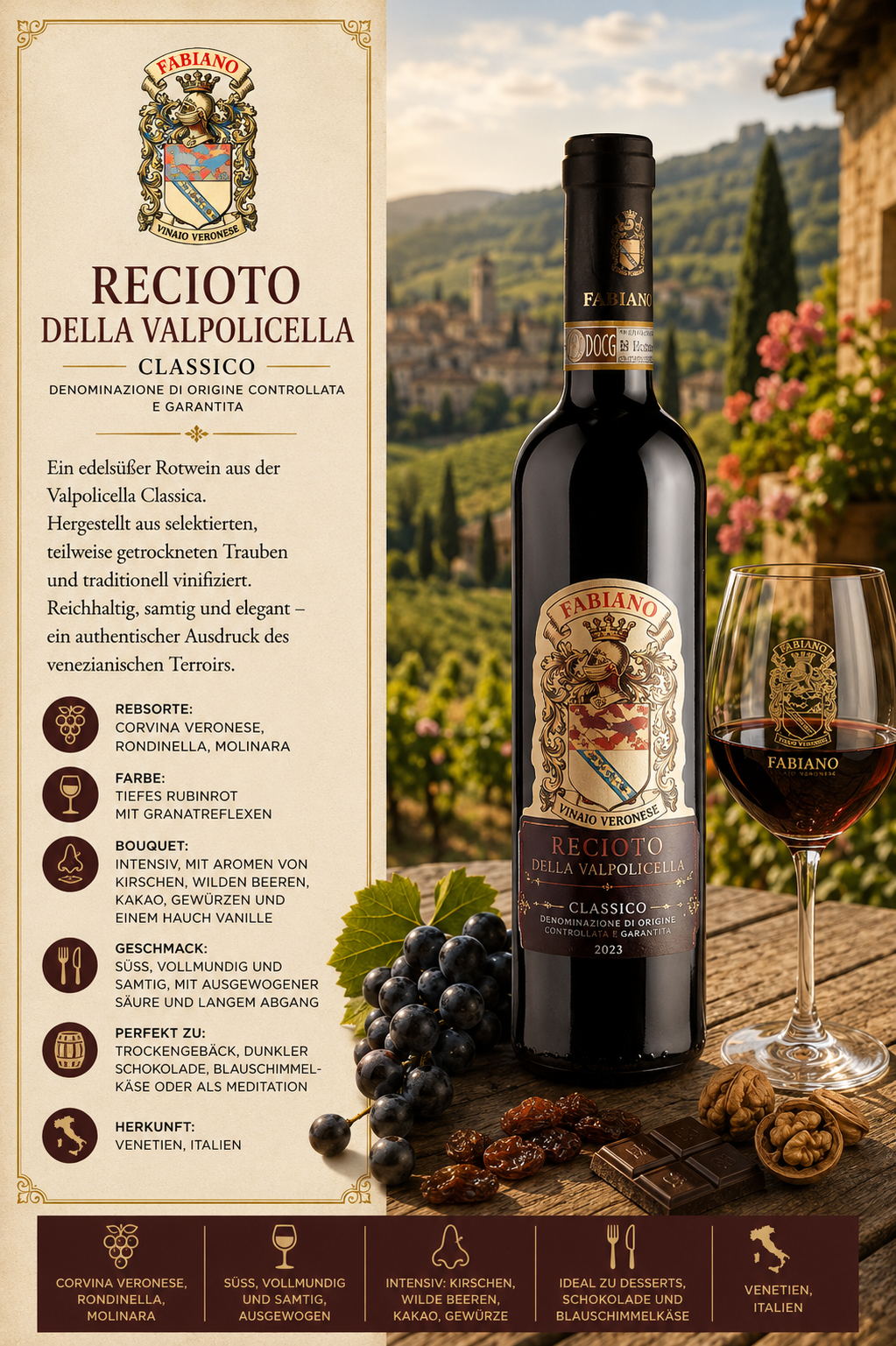 Rotwein, Valpolicella, Recioto, Flasche, Geschmack
