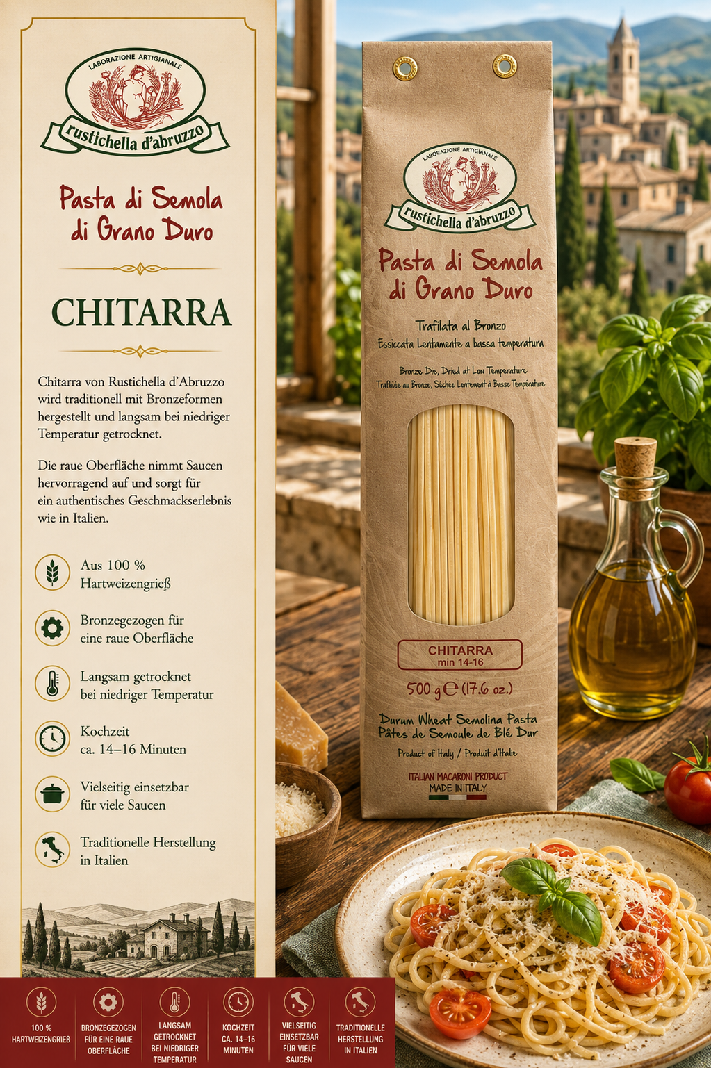 Pasta, Semola, Grano duro, Chitarra, Italienische Pasta