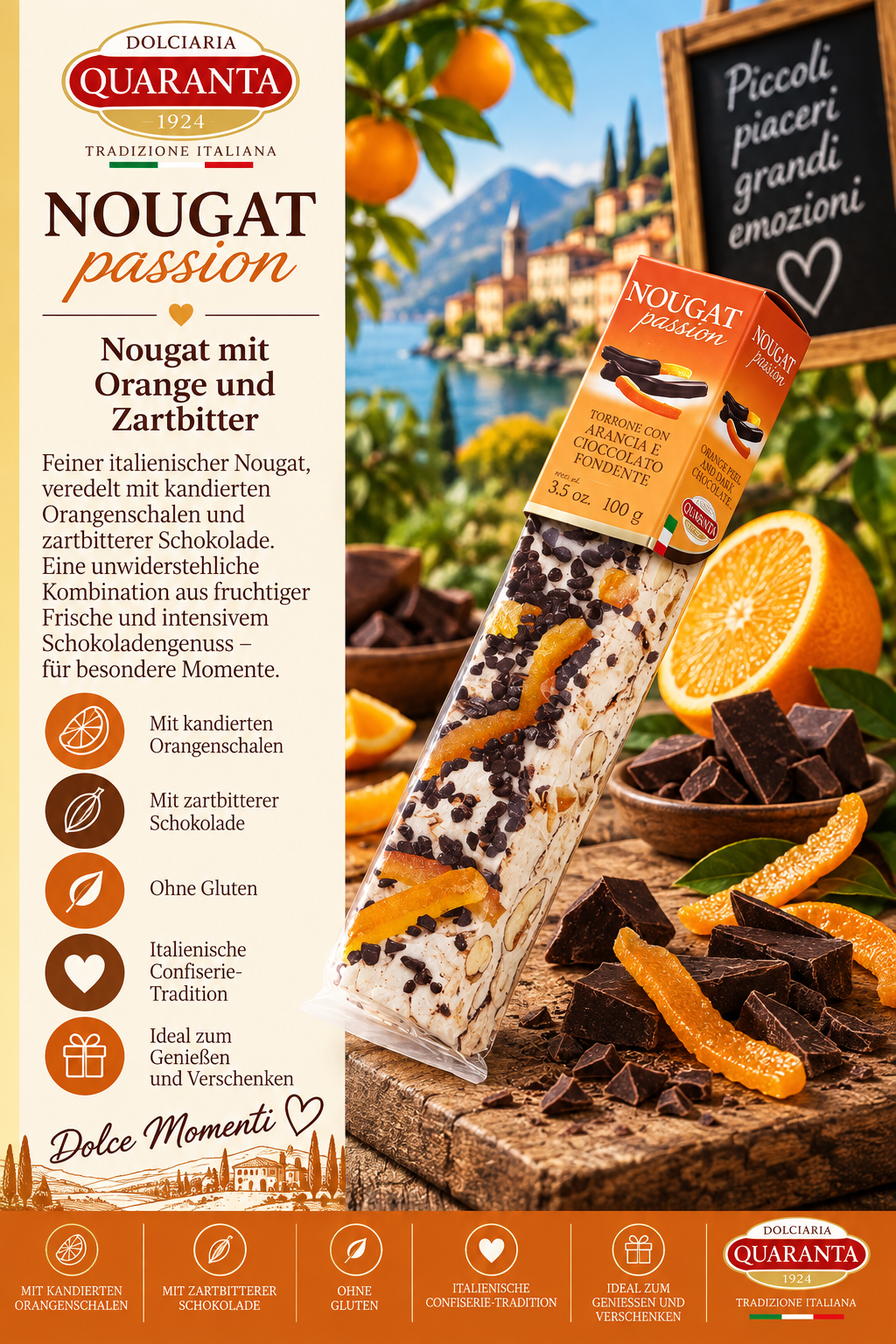 Nougat, Passion, Orangen, Schokolade, Konfiserie-Tradition