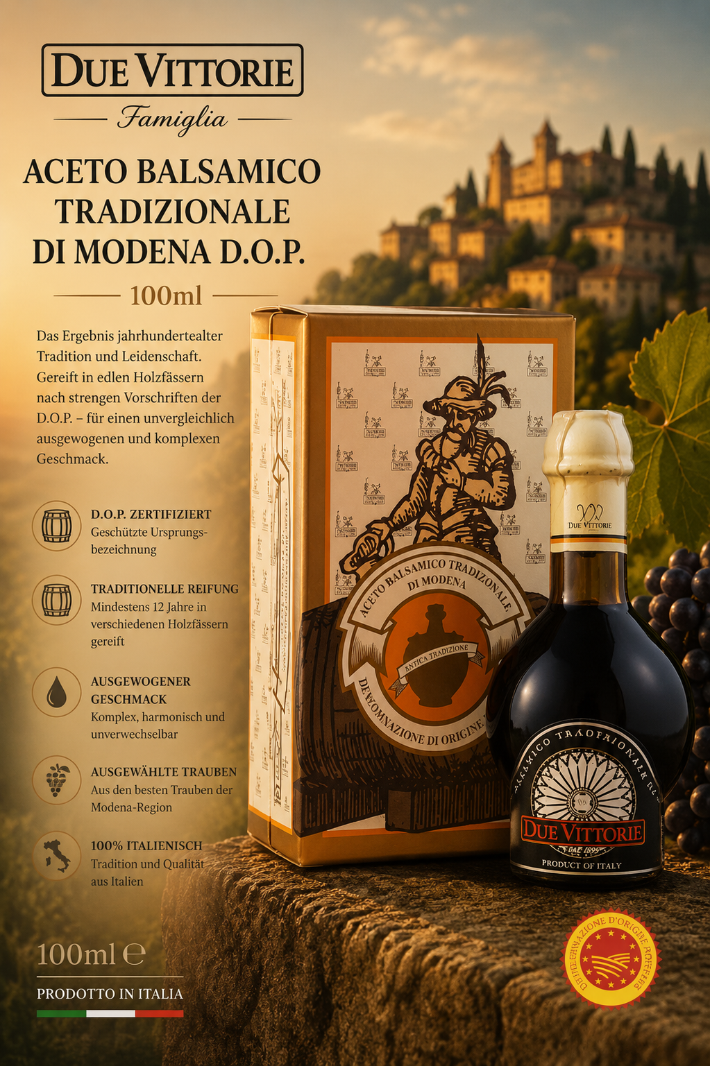 Aceto balsamico, Modena, D.O.P., Flasche, Traditionell