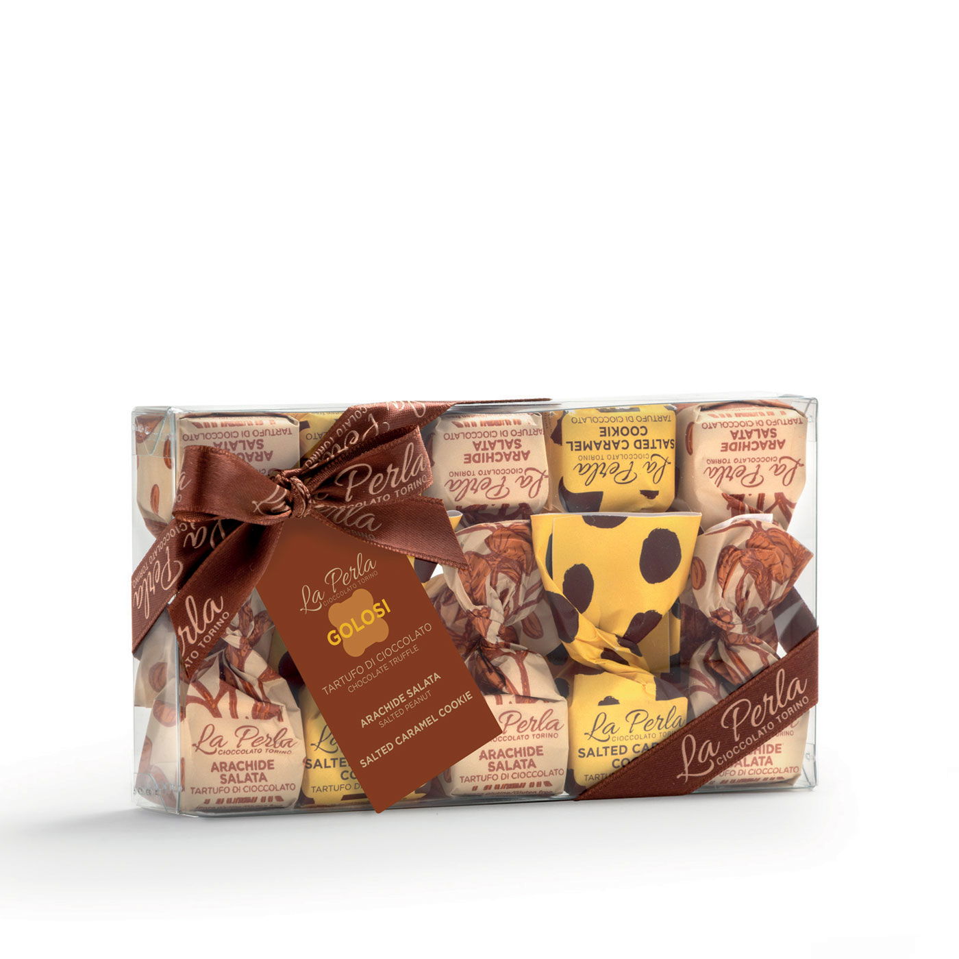 Trüffelpralinen Tartufi gemischt in der Box Arachide Salata e Caramel Cookie 145g cod.200223 | La Pe