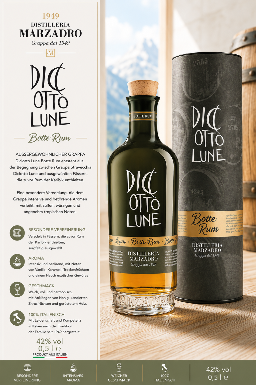 grappa, rum, distillery, flasche, lune