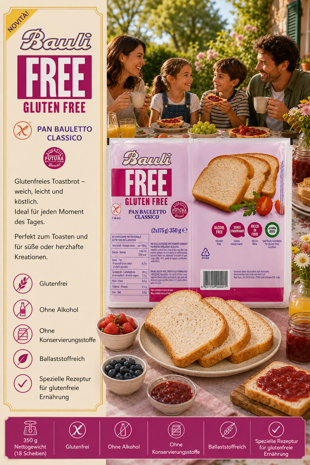 Glutenfrei, Toastbrot, Kastenbrot, Scheibenbrot, Brotaufschnitt