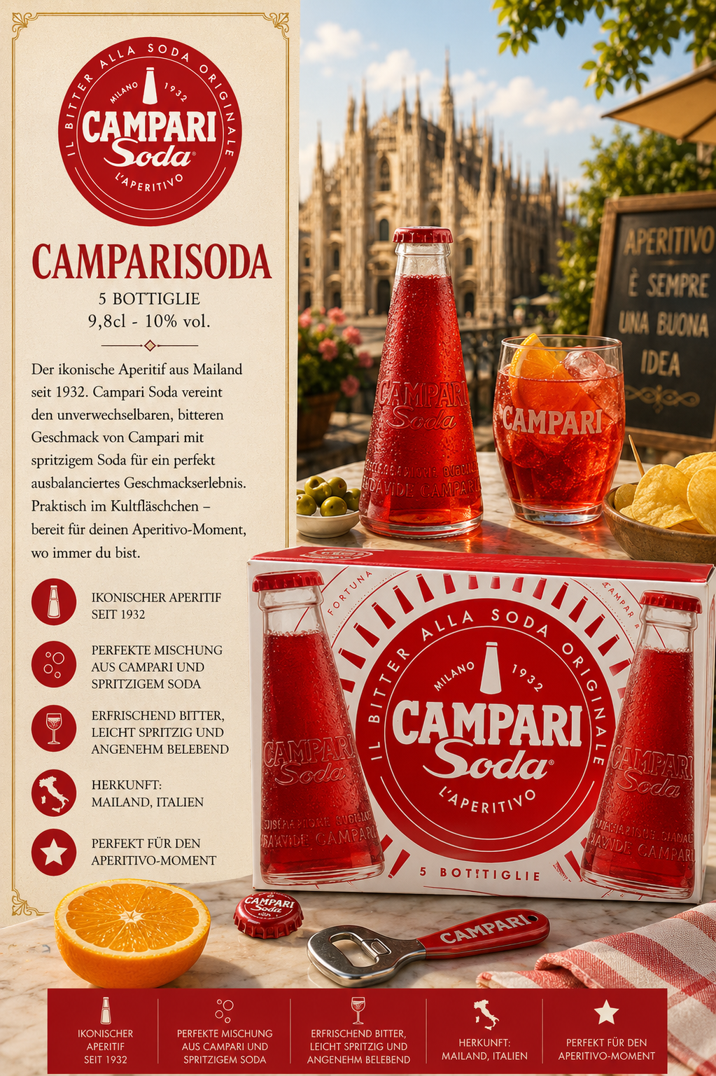 Soda, Campari, Soda bottle, Rotes Getränk, Aperitif-Box