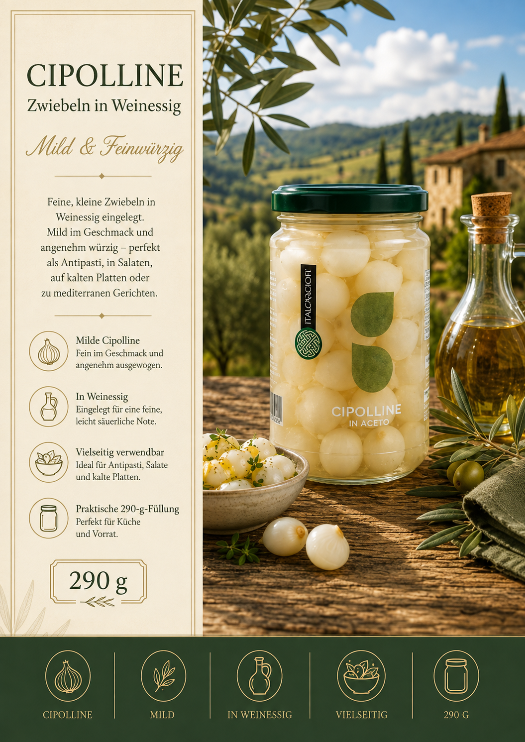 Zwiebeln, Cipolline, In Aceto, Mild, Weinissig