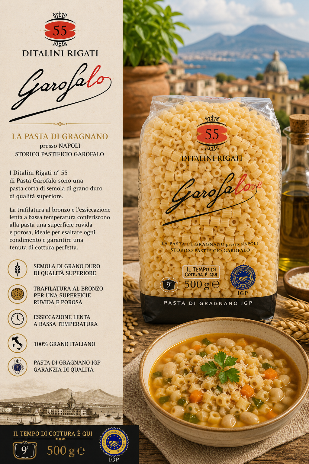 pasta, pasta-gragnano, rigatoni, 500 g, italienisch