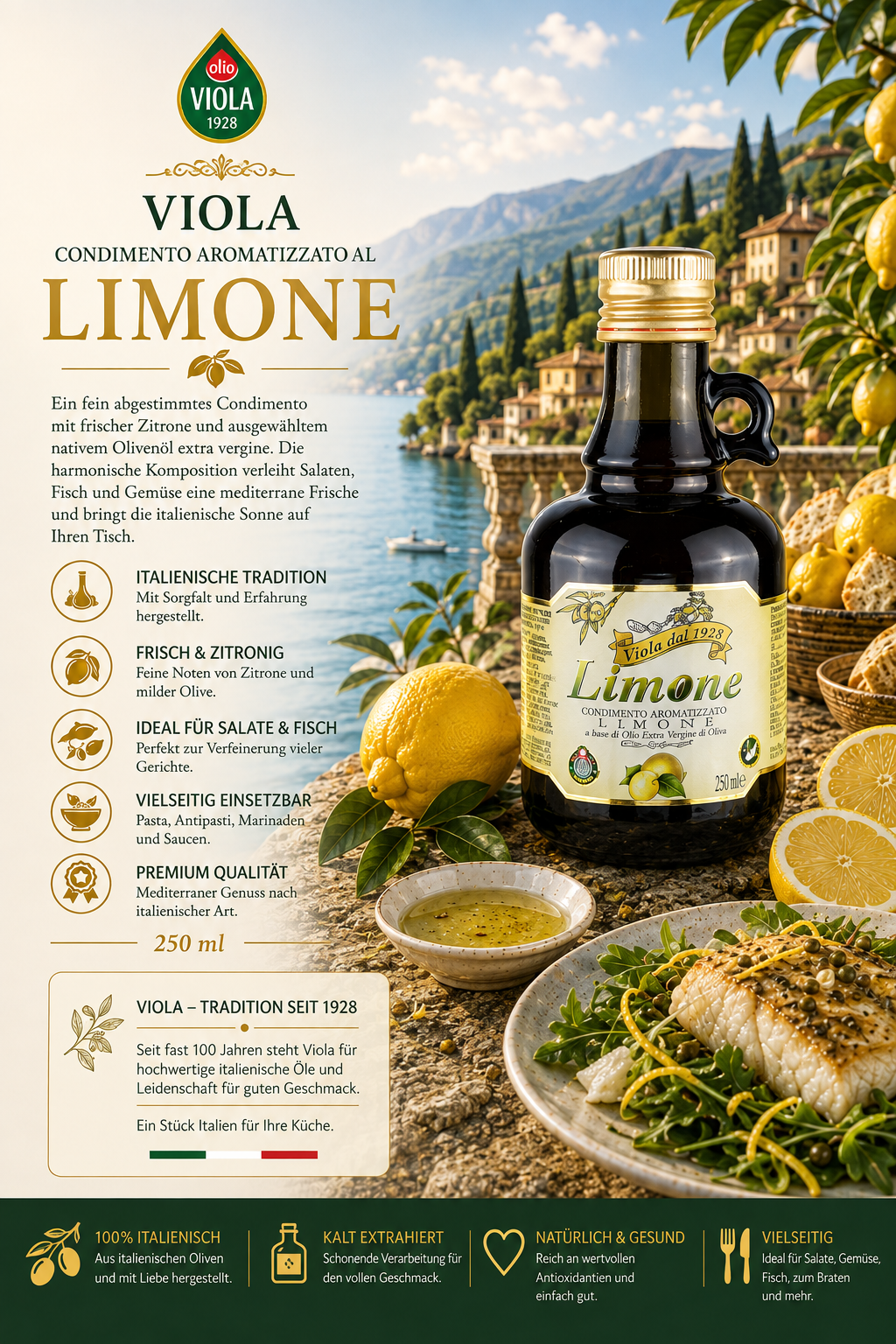 Limone, Olivenöl, Flasche, Italienische Tradition, Küche