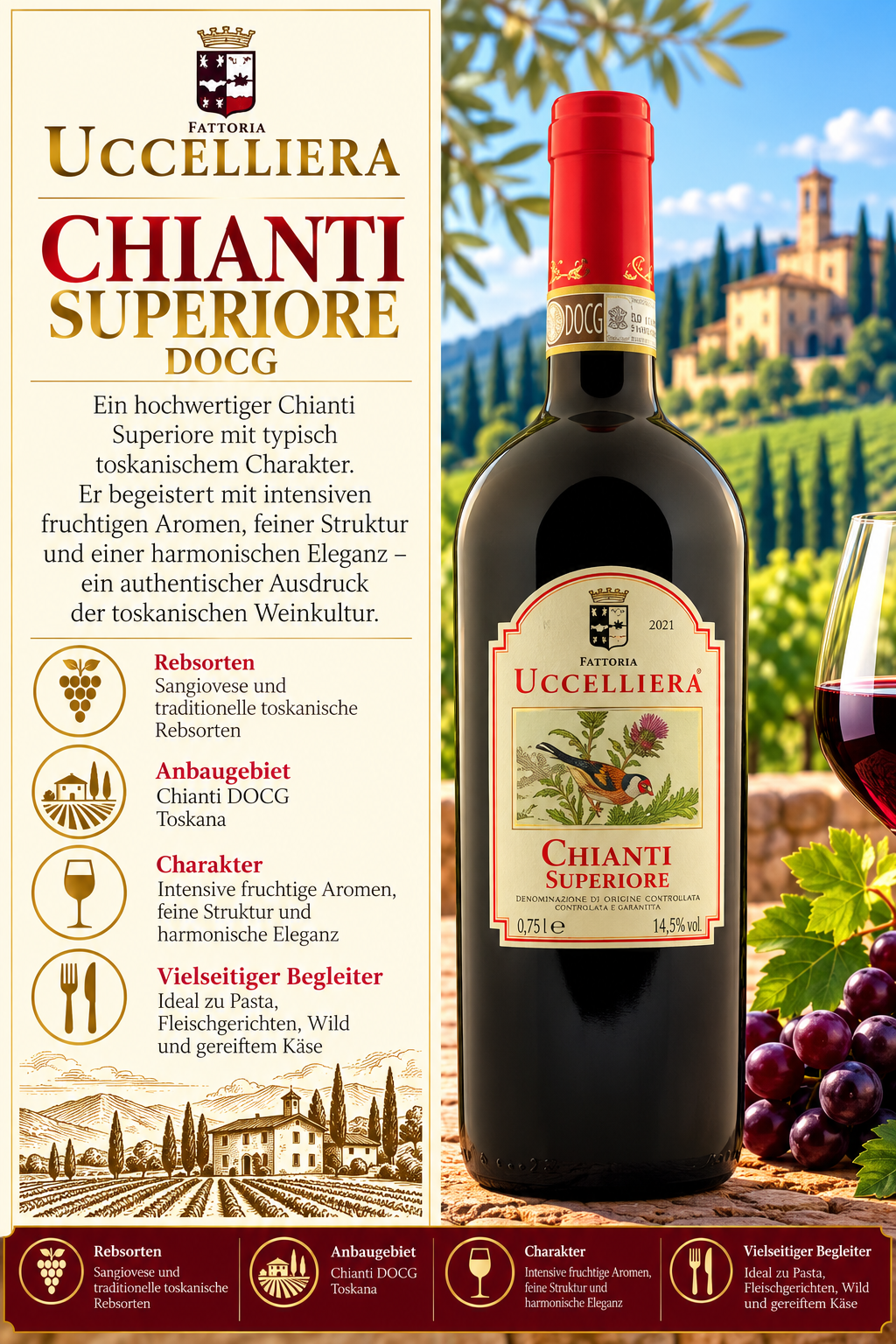 Chianti, Rotwein, Flasche, Etikett, Wein