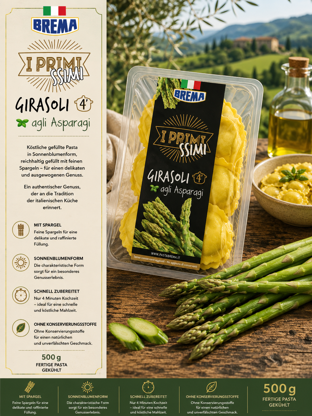 Pasta, Girasoli, Asparagi, italienisch, 500 g