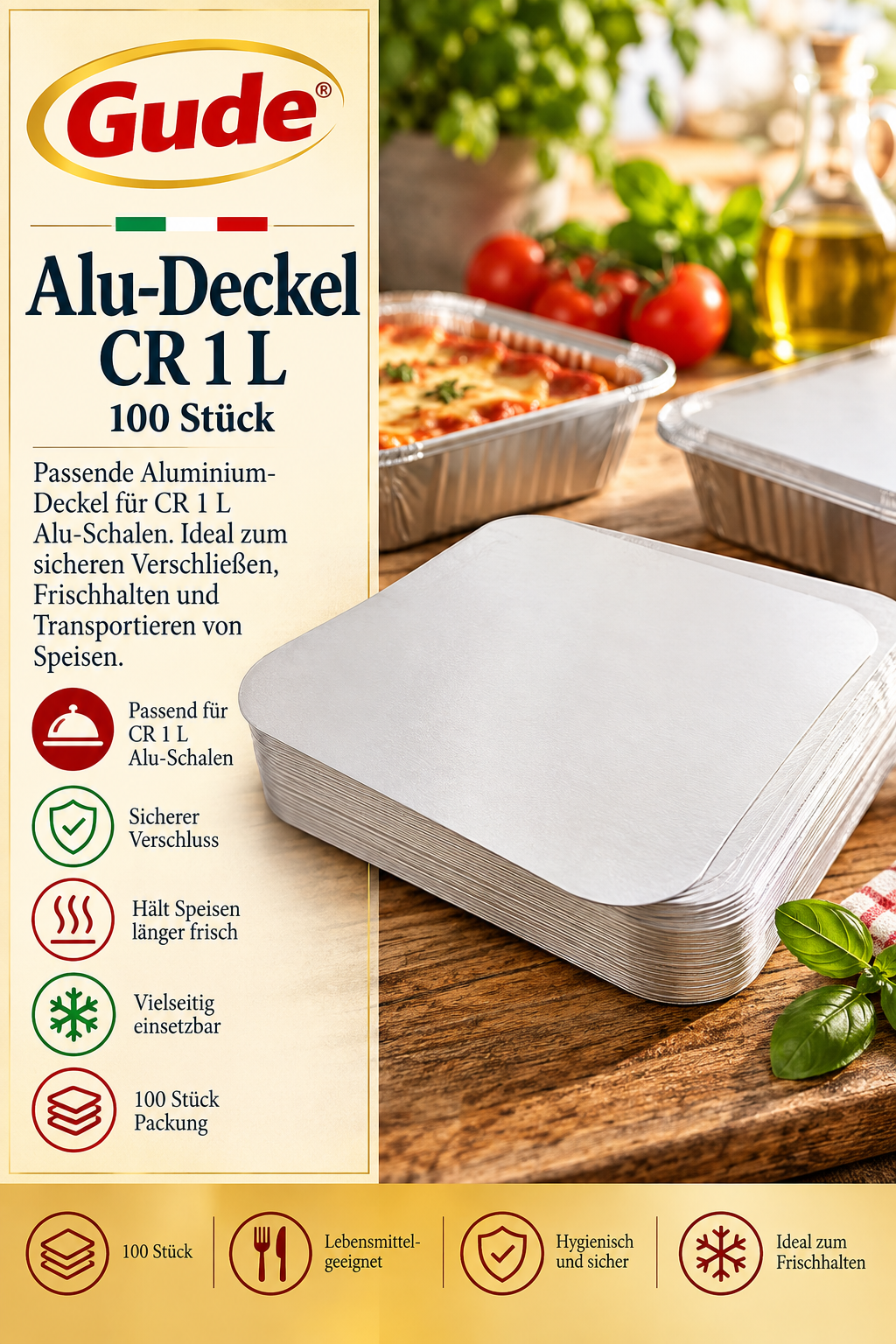 Alu-Deckel, CR 1 L, 100 Stück, Aluminiumdeckel, Vielseitig einsetzbar