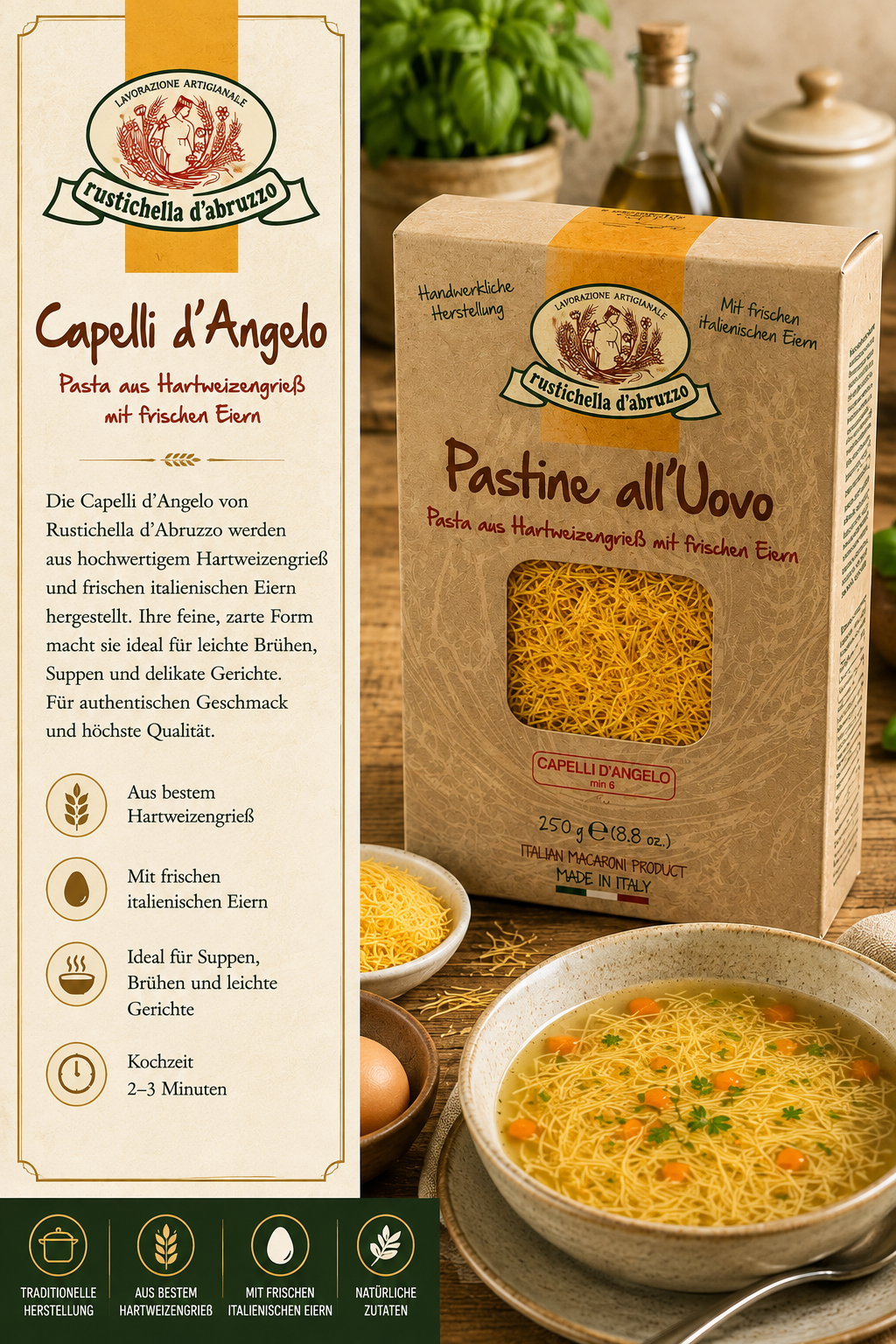 Pasta, Hartweizengrieß, Pastina, Eiernudeln, Italienische Pasta