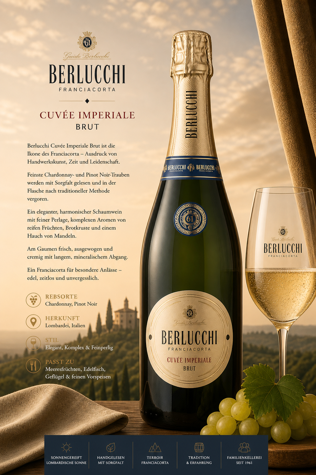 Sekt, Champagner, Flasche, Glas, Weintraube