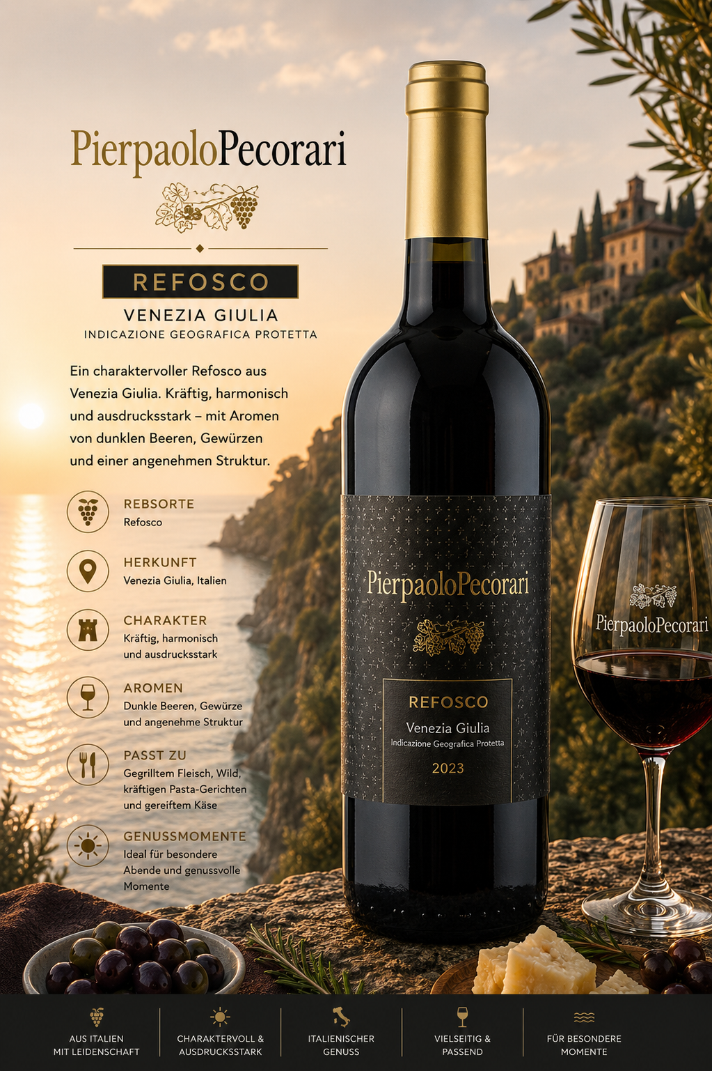 Wein, Refosco, Venezia Giulia, Rotwein, Flasche