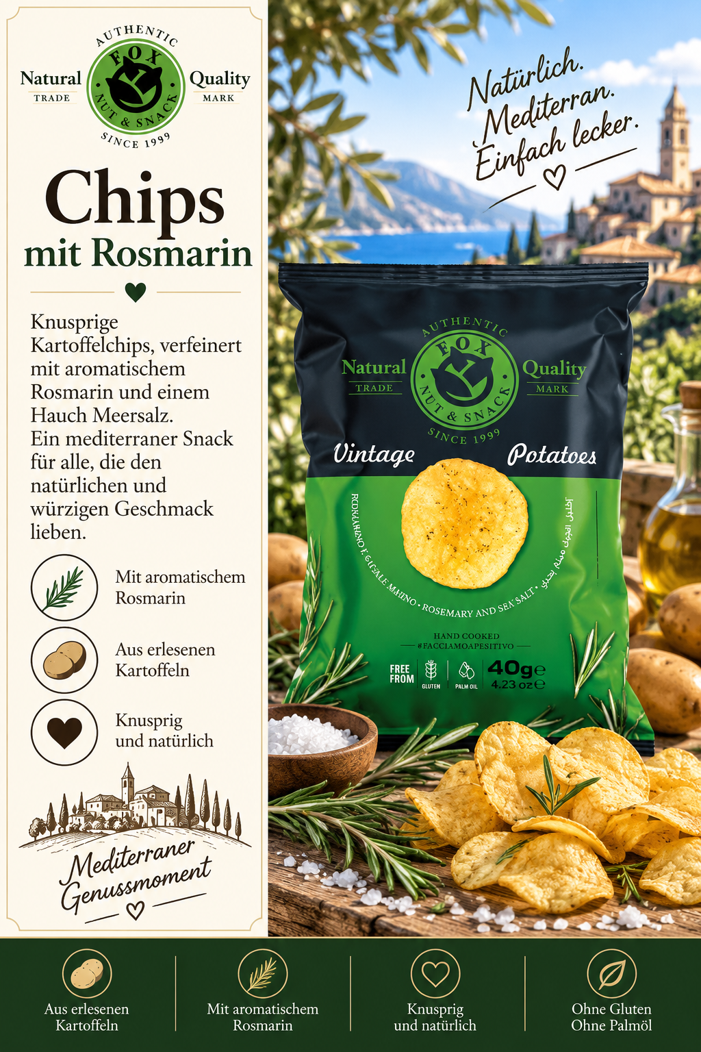 Chips, Rosmarin, Kartoffelchips, Knusprig, Mediterran