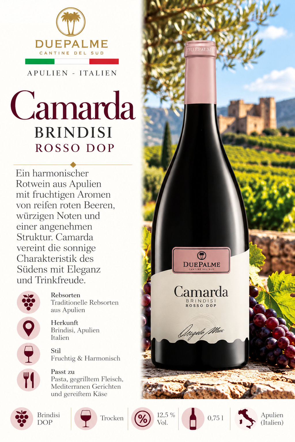 Rotwein, Dolce/ Trocken?, Italienischer Wein, Brindisi, Camarda