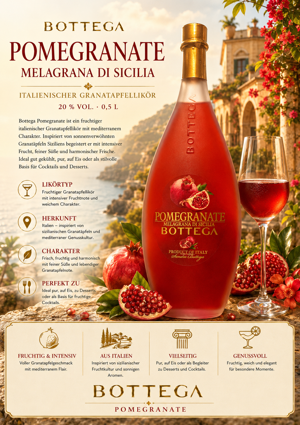 pomegranate, liqueur, bottle, red, italian
