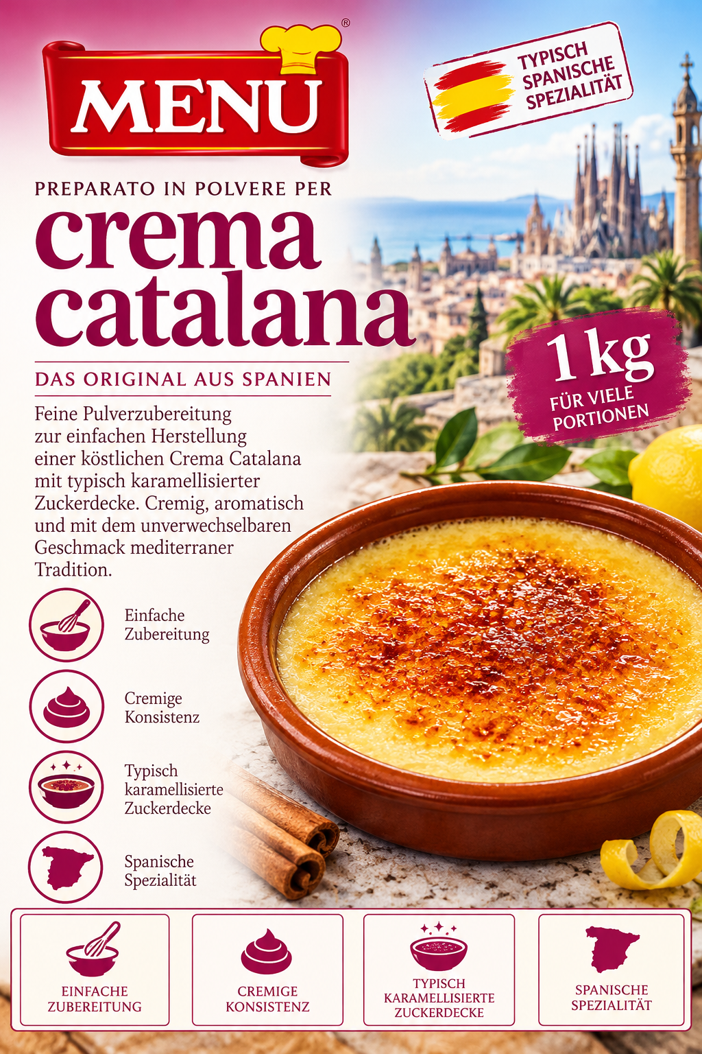 creme brulee, kuchenbacken, spanische spezialität, creme catalana, pulverzubereitung