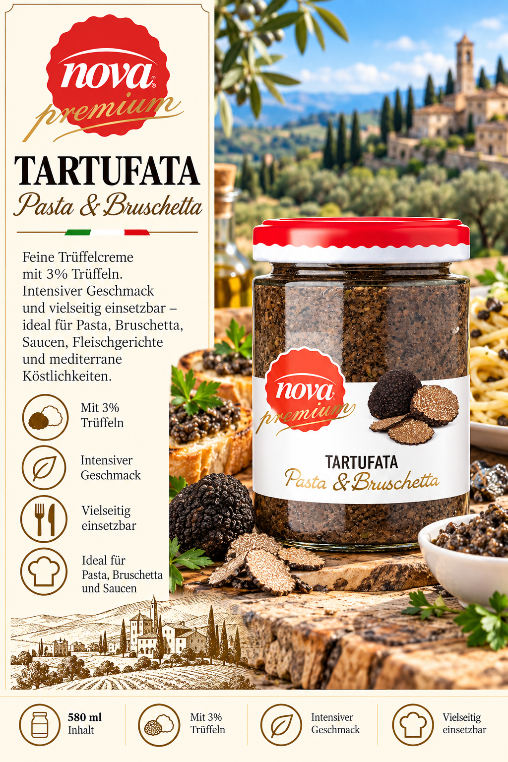 Tartufata, Pasta & Bruschetta, Trüffelcreme, Trüffel, Vielseitig einsetzbar