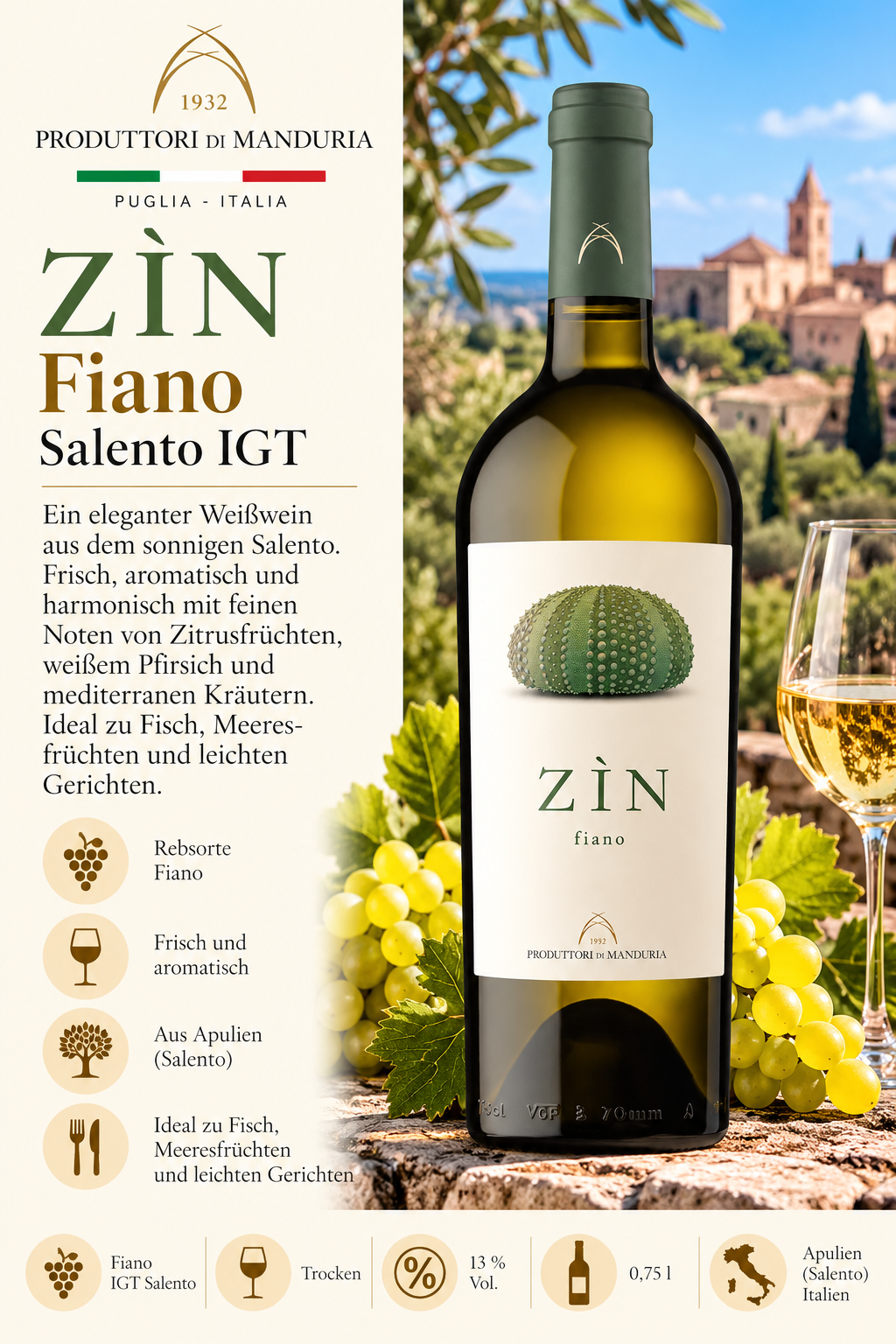 Weißwein, Flasche, Label, IGT, Salento