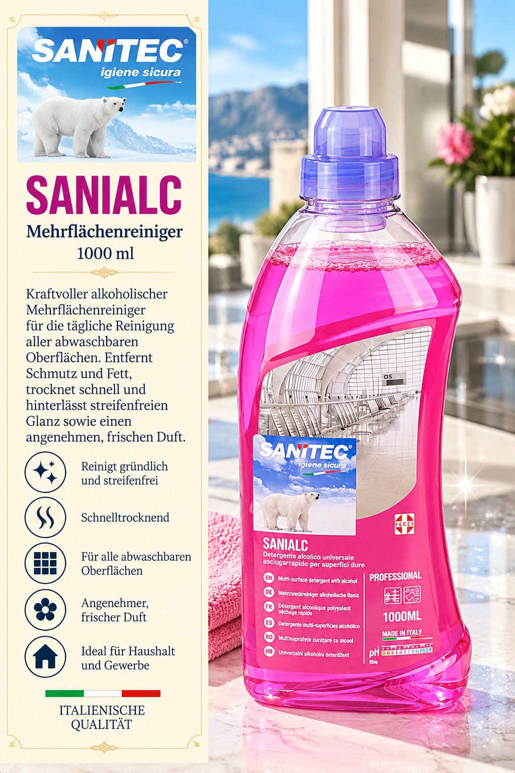 Allzweckreiniger, Flasche, Pink, 1000ml, Flüssigreiniger