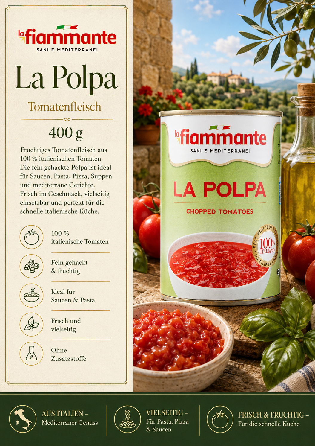 Tomatenprodukt, La Polpa, Tomaten, Chopped tomatoes, Tomatenmark
