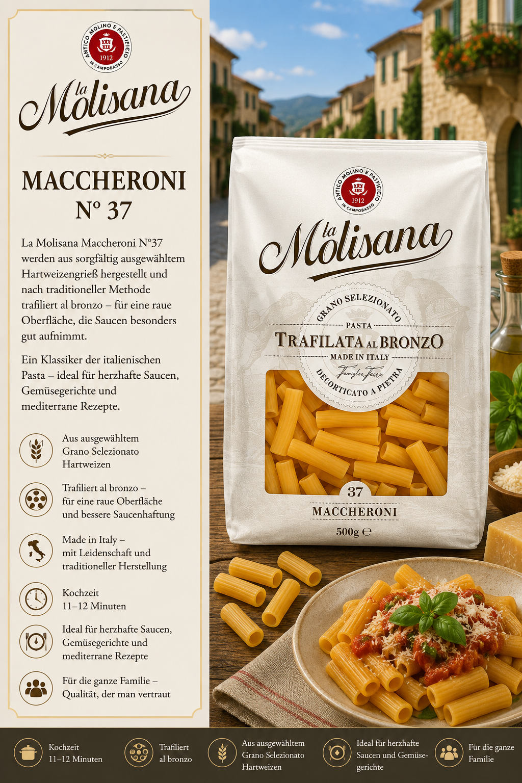Maccheroni, Pasta, Trockenware, Bronze/Bronzeparf, Italia