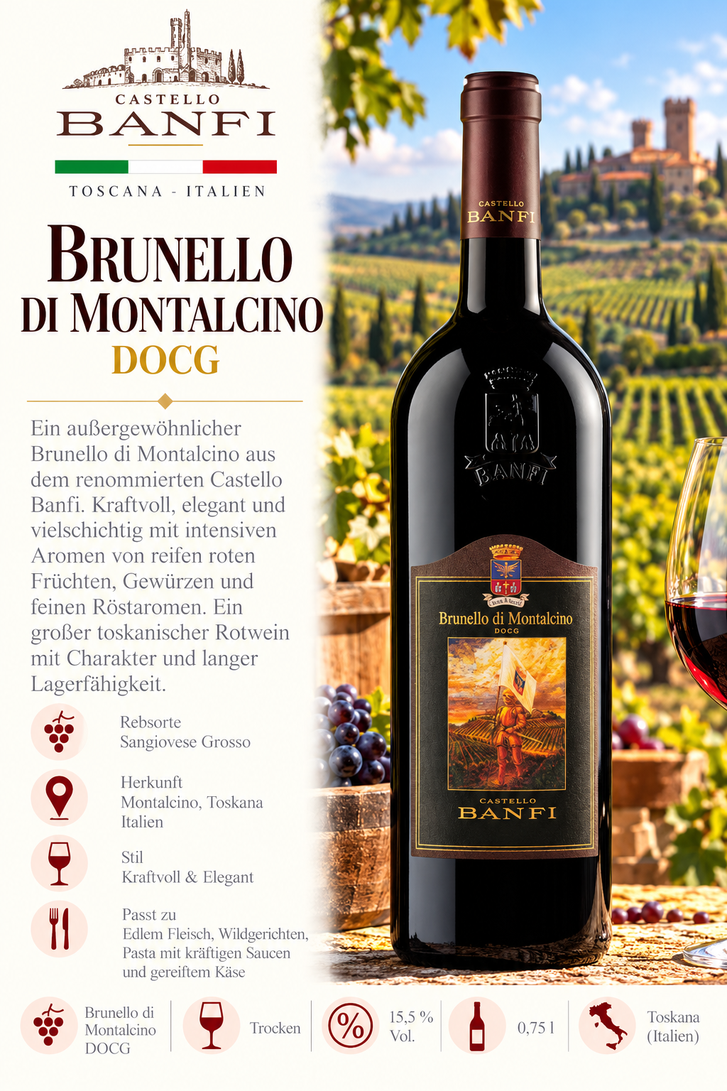Brunello, Montecalino, DOCG, Weinflasche, Italien