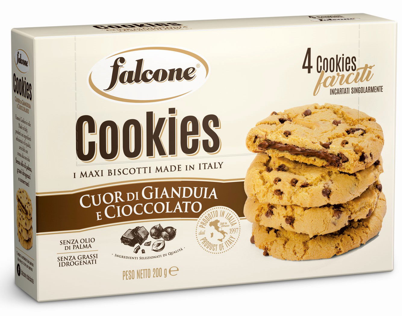 Cookies Cuor di Gianduia 200g 4 x 50g | Falcone