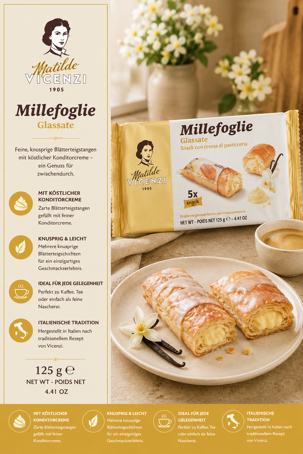 Millefoglie, Glassata, Pasta sfoglia, Crema pasticcera, Snack