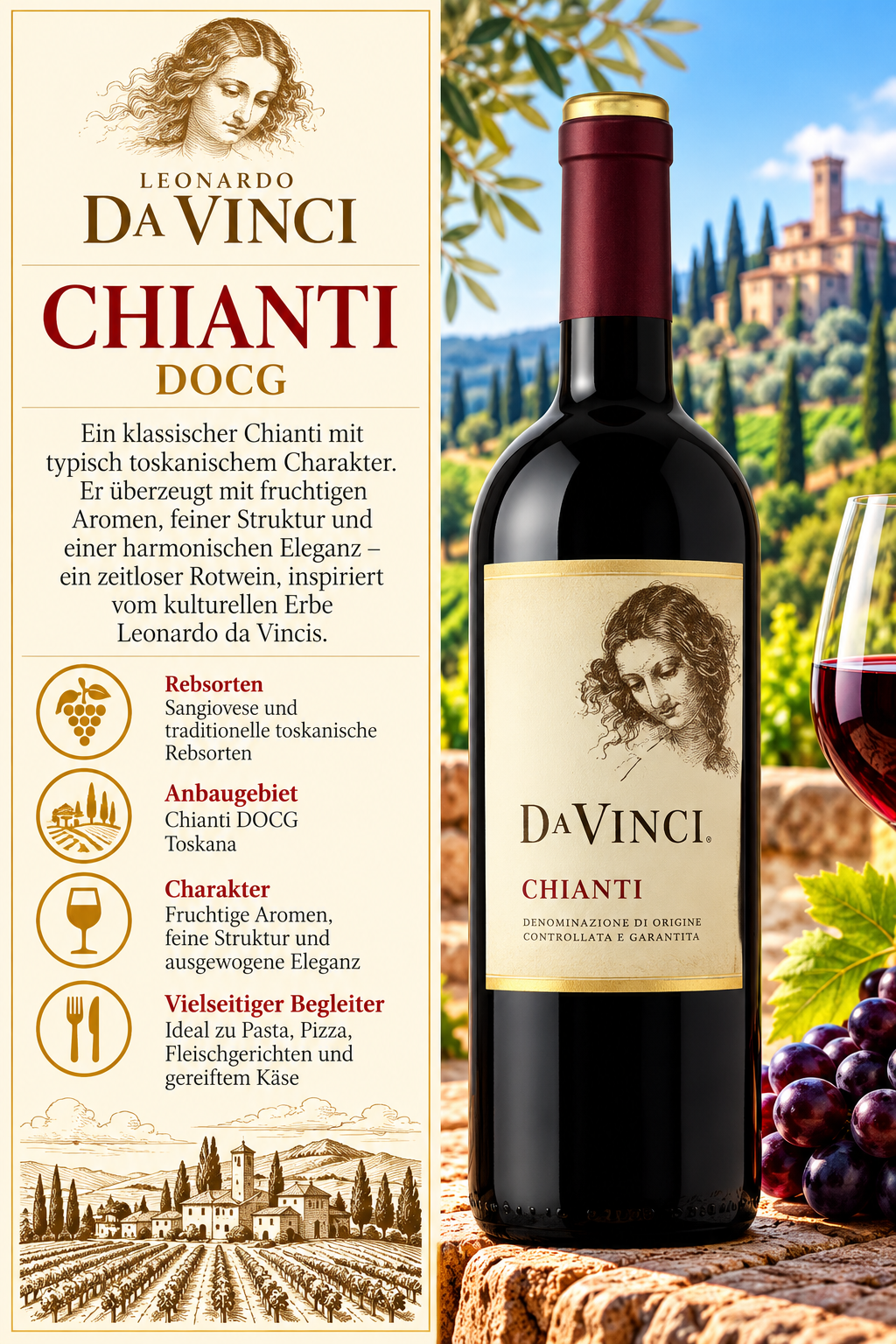 Chianti, Rotwein, Flasche, Italien, Etikett